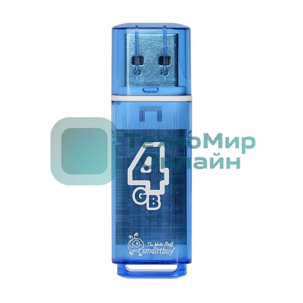 Флешка USB Smartbuy Glossy series Blue (SB4GbGS-B), 4Gb, USB 2.0, R/W 25/15, синий