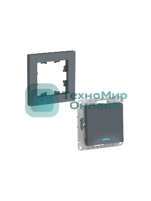 Механизм выключателя 1-кл. СП AtlasDesign 10А IP20 (сх. 1а) 10AX с подсветкой грифель