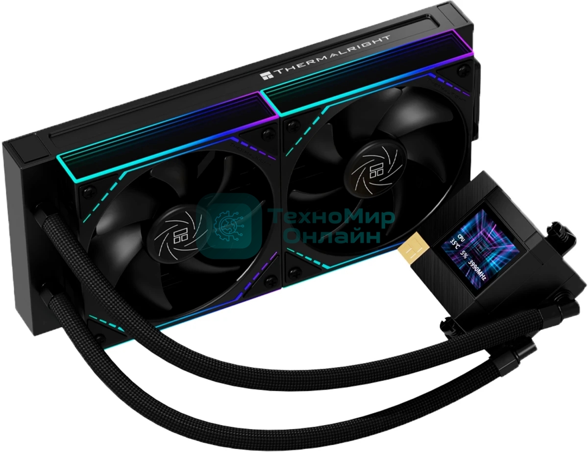 Система жидкостного охлаждения Thermalright Core Matrix 240 Vision (240мм, LED, Black, ARGB/Fans: 2x120мм, 68.9CFM, 28.2dBA, 2000RPM/Pump height 64.4мм, Rad thickness 27мм/S: 1700, 1200, 1851, 115X, AM5, AM4)