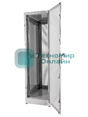 Шкаф телекоммуникационный напольный 42U (600 × 1000) дверь перфорированная, задние двойные перф.