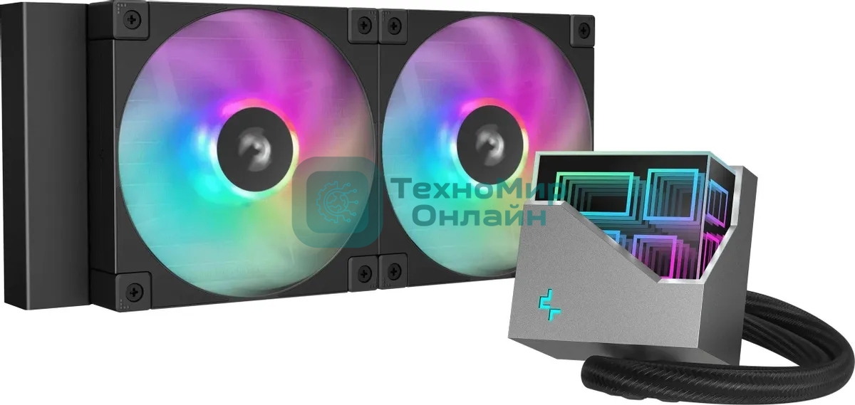 Система жидкостного охлаждения DEEPCOOL LT240 ARGb черный, 120 мм, алюминий/медь, 2400 об/мин, 38.71 дБ, 4 pin, 280 Вт