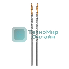 Сверло спиральное по металлу Denzel 3,5 х 112 мм, Р6М5, Golden Tip, удлиненное, 2 шт.