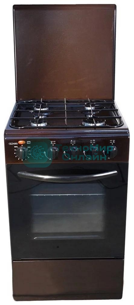 Плита комбинированная Cezaris ПГЭ 1000-13 коричневый, конфорок 4 газовых, духовка 41 л, 50 см x 85 см x 50 см
