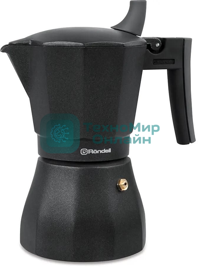 Кофеварка гейзерная Rondell Kafferro RDA-994, 0.45 л, алюминий, черный