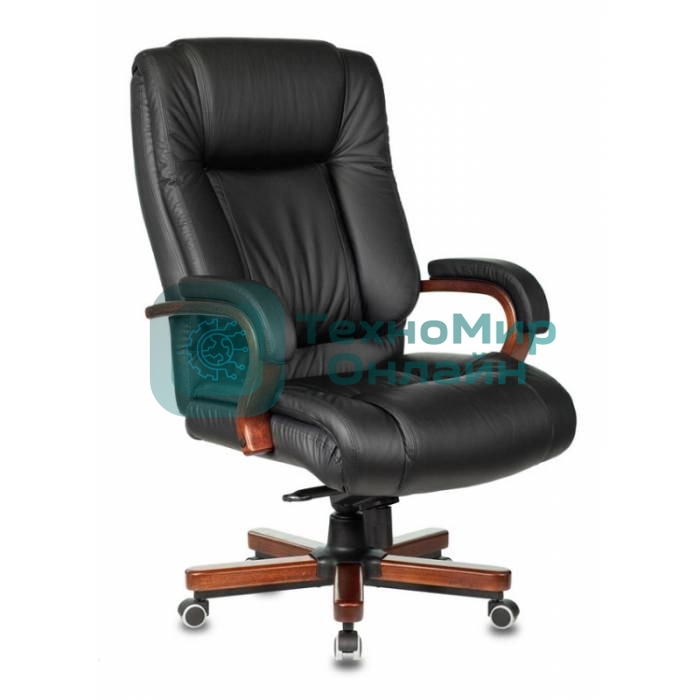 Кресло Бюрократ T-9925WALNUT/BLACK черный, кожа