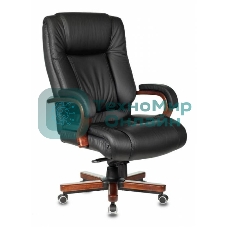 Кресло Бюрократ T-9925WALNUT/BLACK черный, кожа