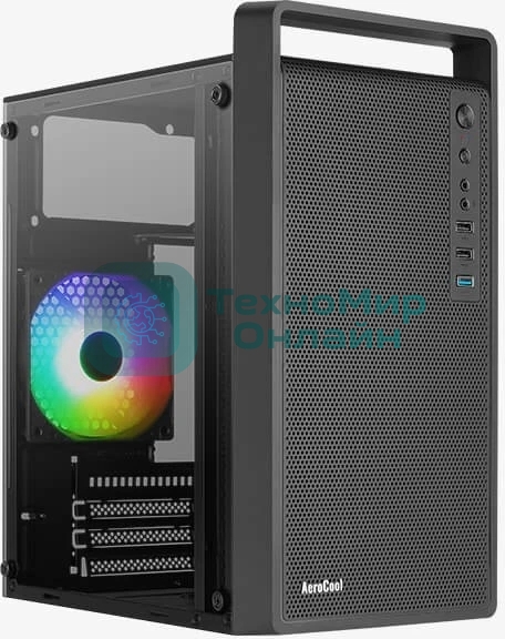 Компьютерный корпус MiniTower Aerocool/Formula CS-109-G-BK-v1 (mATX, USB3x1, USB2x2, 120мм RGb fan, без БП) (4711099472376)
