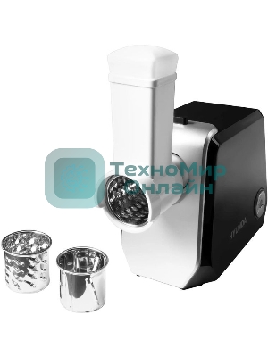 Мясорубка электрическая Hyundai HY-MG4422 черный/серебристый, 1200 Вт, 2.4 кг/мин, реверс, защита от перегрузки, металлический лоток, насадки - 9