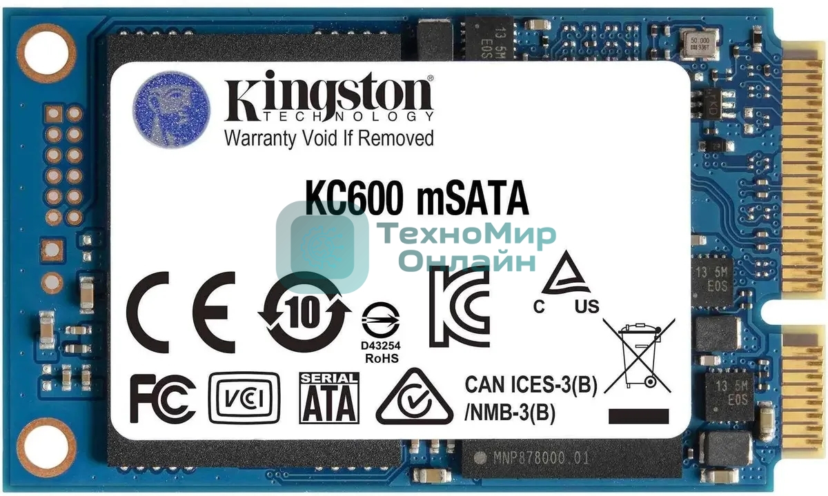 Накопитель SSD Kingston KC600, 1Tb, mSATA, R/W 550/520