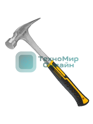 Молоток-гвоздодер Denzel 560 г, цельнометаллический, двухкомпонентная рукоятка