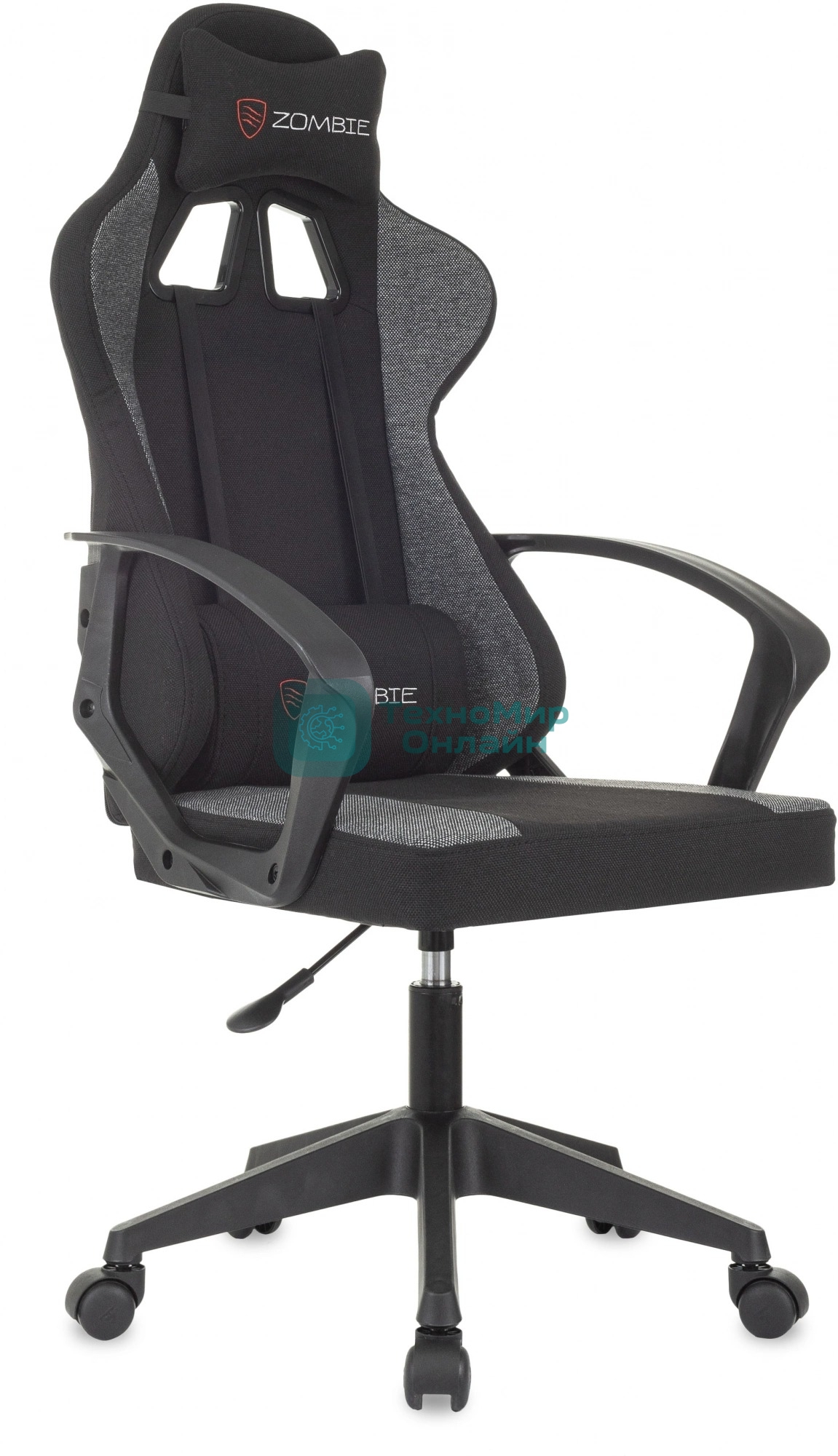 Кресло Zombie Carry черный/серый, экокожа, подголовник