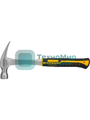 Молоток-гвоздодер Denzel 450 г, цельнометаллический, двухкомпонентная рукоятка