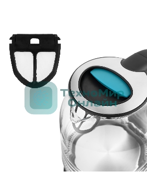 Чайник электрический Kitfort КТ-654-1 1.7л. 2200Вт голубой (корпус: стекло)