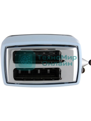 Тостер DeLonghi CTOV 2103.AZ, 900 Вт, на 2 тоста, разморозка, обжаривание, решетка для подогрева, поддон, голубой