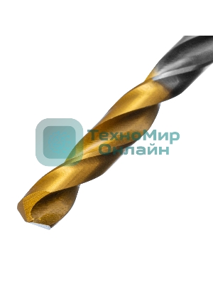 Сверло спиральное по металлу Denzel 5 х 132 мм, Р6М5, Golden Tip, удлиненное