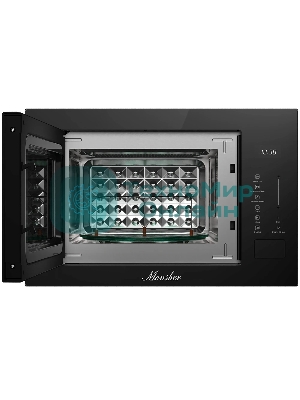Встраиваемая микроволновая печь MONSHER, ВхШхГ 385х595х367, объем 25 л, мощность 850 Вт, 5 уровней мощности, гриль, 8 автоматических программ, размораживание, сенсорное управление, цвет черный