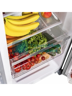 Холодильник Maunfeld MFF177NFSB черный глянц. двухкамерный 263/170л морозилка сбоку, No Frost, Side by Side