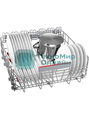 Встраиваемая посудомоечная машина Bosch SMD6ECX12E 60см., SilencePlus; Класс A-A-A; загрузка на 14 комплектов посуды, сенсорное управление, 8 программ, 59.8x55x81.5-87.5 см,сушка: с открыванием дверцы/с теплообменником, индикация на полу: проекция дисплея