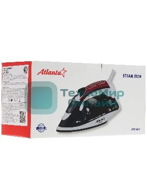 Утюг Atlanta ATH-5493 черный/белый/красный, 2000 Вт, 32 г/мин, 86 г/мин, 200 мл