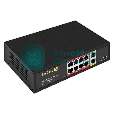 Коммутатор неуправляемый ExeGate EDGS-1082D.8PoE-120W (10-портовый: 8 портов UTP 10/100 Base-Tx с поддержкой IEEE 802.3af (PoE), мощность PoE: 15,4W, суммарно 120W, 2 порта RJ45 10/100/1000 Мбит/с (uplink), настенный/настольный, металлический корпус)
