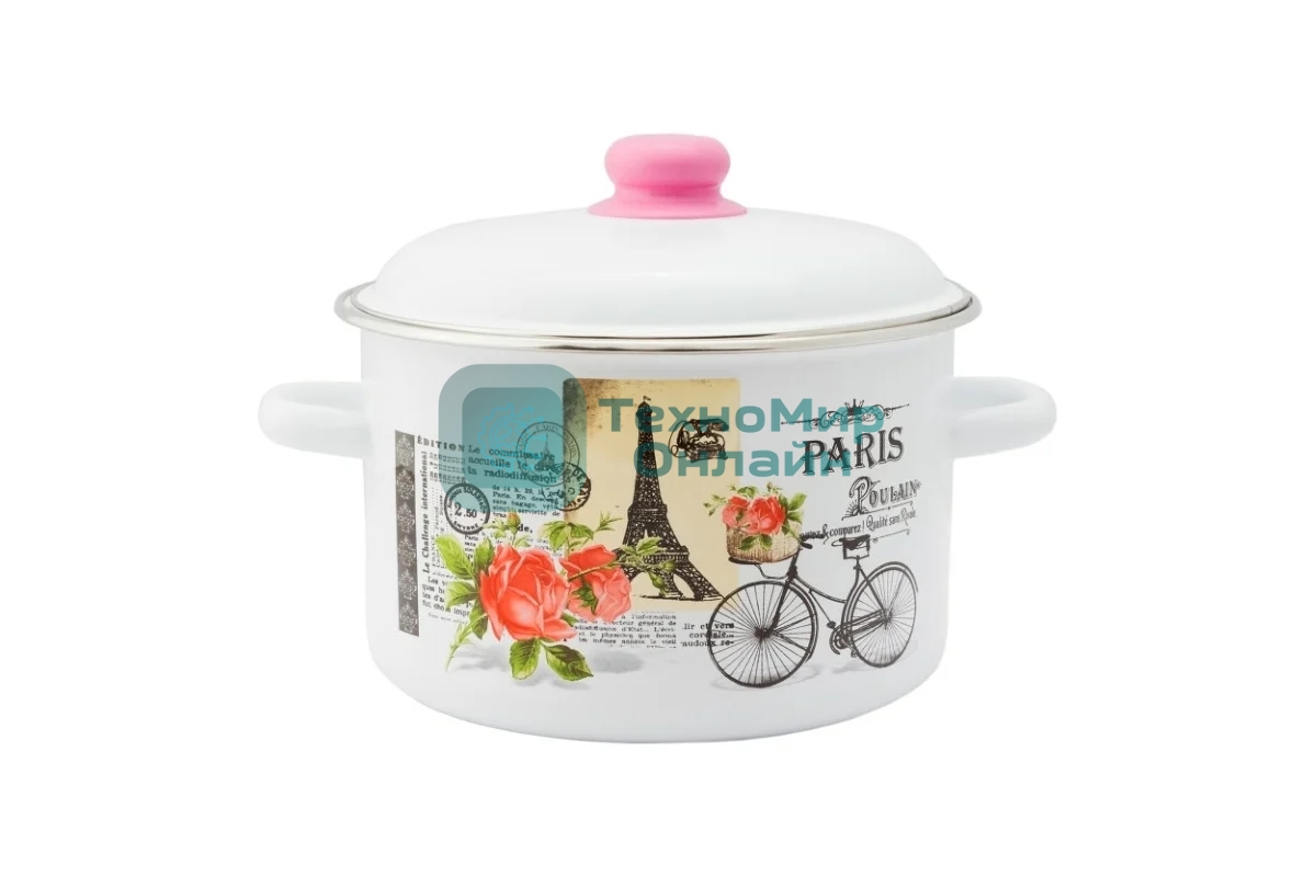 Кастрюля Appetite 1RD181М Париж эмалированная сталь, цилиндрическая 3 л