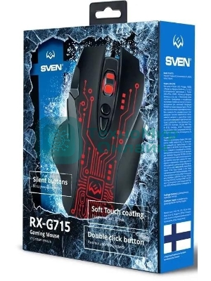 Мышь проводная SVEN RX-G715 черный, 3200 dpi, USB, кнопки - 8
