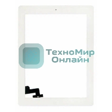 Сенсорное стекло (тачскрин) для iPad 2 (A1395, A1396, A1397), белое с кнопкой OEM