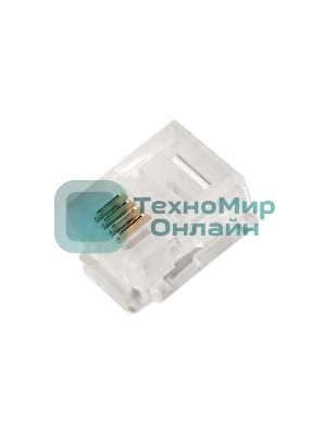Коннектор LANMASTER TWT-PL12-6P4C/JR100, UTP кат.3 RJ12, прозрачный (упак.: 100 шт)