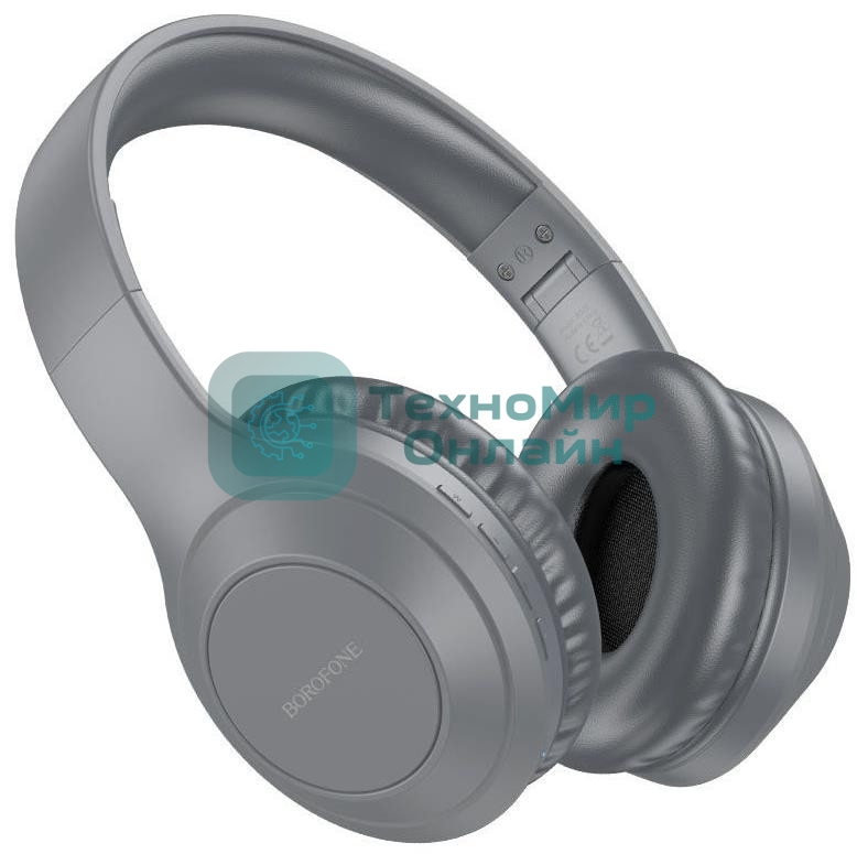 Беспроводные/проводные наушники Borofone BO20 Player серый, накладные, Bluetooth + проводной, складная конструкция, микрофон, до 28 ч