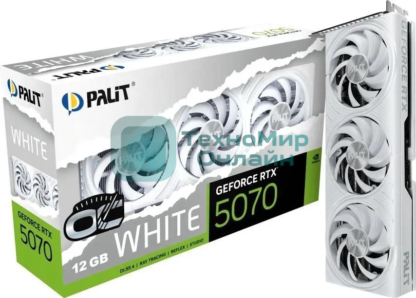 Видеокарта Palit NVIDIA GeForce RTX 5070 PA-RTX 5070 белый OC 12ГБ GamingPro, GDDR7