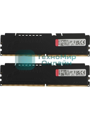 Оперативная память Kingston Fury Beast, DDR5, 32Gb (2x16Gb), 6400MHz, CL32, DIMM, с радиатором, черный