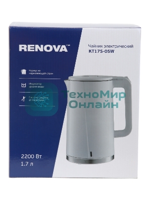 Чайник электрический Renova KT17S-05W нержавеющая сталь