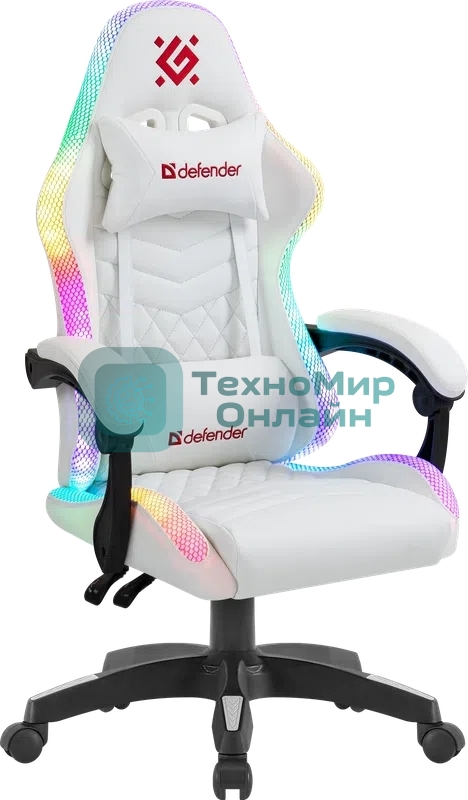 Кресло Defender CORE белый, экокожа, 120 кг, механизм качания