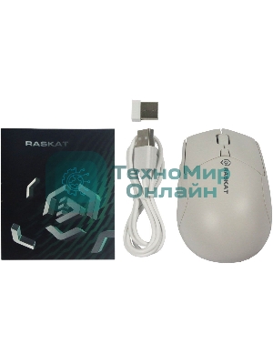 Мышь беспроводная Raskat M007WB белый, 2400 dpi, радиоканал, Bluetooth, USB, кнопки - 6