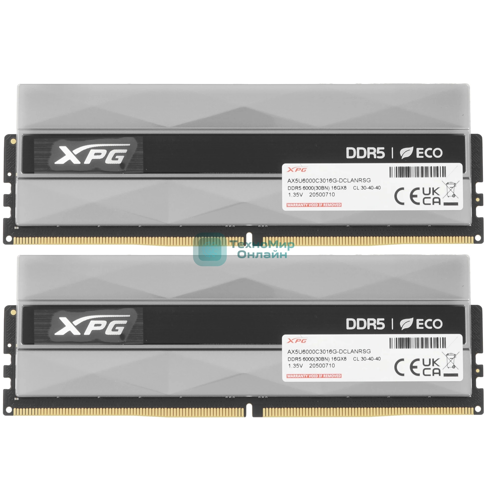 Оперативная память XPG Lancer, DDR5, 32GB (2x16GB), 6000MHz, CL30, DIMM, с радиаторами, RGB, серебристый
