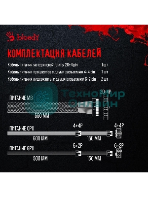 Блок питания Bloody BD-PS700W, 700Вт, 80 PLUS WHITE, 120мм, черный