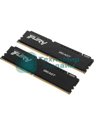 Оперативная память Kingston Fury Beast, DDR5, 32Gb (2x16Gb), 6400MHz, CL32, DIMM, с радиатором, черный