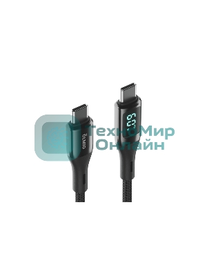 Кабель OLMIO GEEK, Type-C - Type-C, 60W, 1.2м, тканевая оплетка, LCD, черный