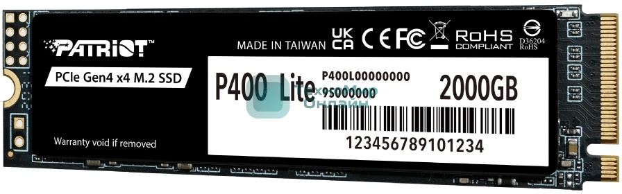 Накопитель SSD Patriot PCIe 4.0 x4 2Tb P400LP2KGM28H P400 Lite M.2 2280
