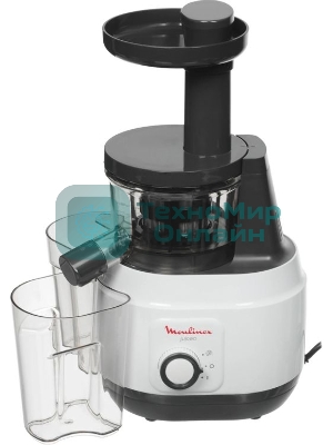 Соковыжималка Moulinex ZU150110 белый/черный, шнековая вертикальная, 150 Вт, 800 мл, электронное, реверс