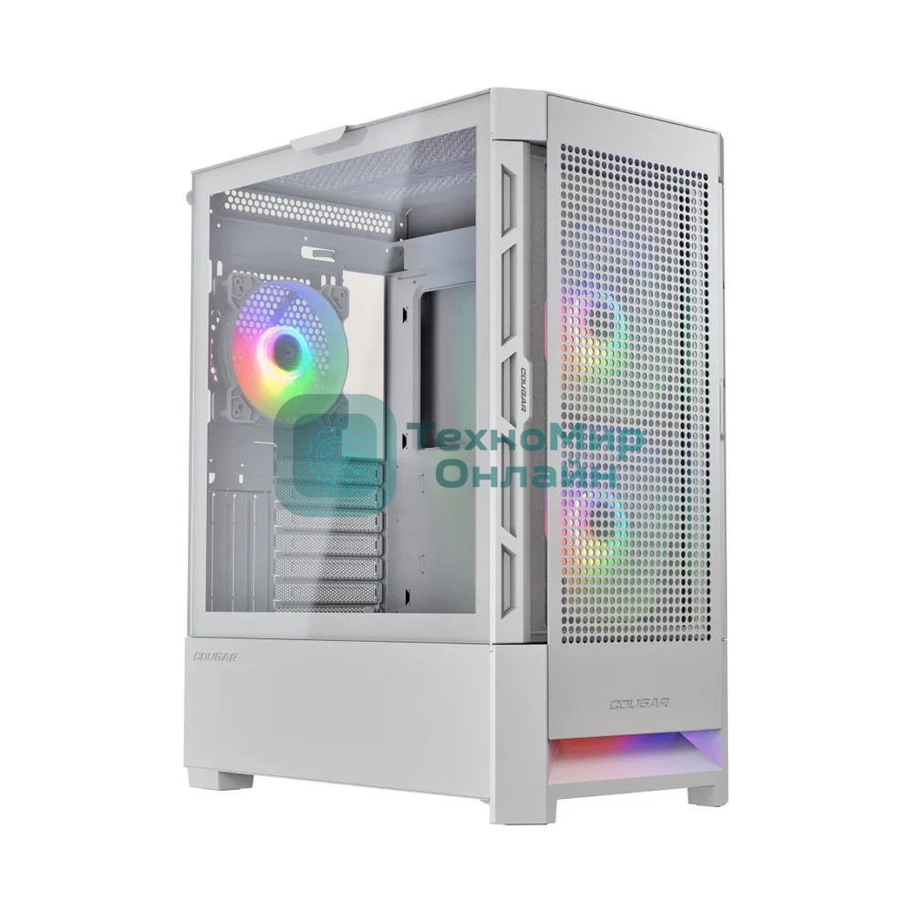 Компьютерный корпус Cougar Airface RGb White, 2х140мм + 1x120мм ARGB Fan, ARGB Fan Hub, без БП, белый, ATX