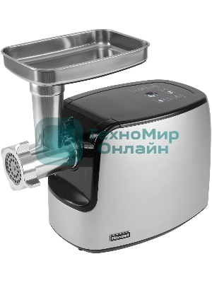 Мясорубка электрическая Rondell RDE-1458 серый, 3000 Вт, 3.5 кг/мин, реверс, защита от перегрузки, металлический лоток, насадки - 5