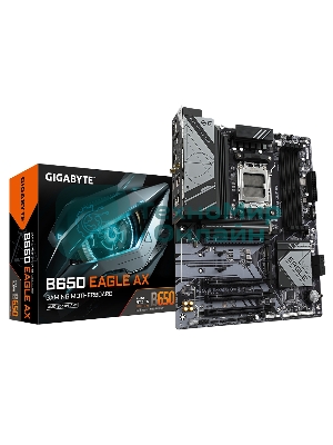 Материнская плата GIGABYTE B650 EAGLE AX (V1.1), AM5, AMD B650, 4xDDR5, 4xSATA, 3xM.2, 1xPCI-E 4.0 x16, 3xPCI-E 3.0 x1, 1xHDMI, 1xDP, 1x 1Gb LAN, 2xUSB 3.2 Gen 2, 1xUSB 3.2 Gen 1, 6xUSB 2.0, 3x3.5 мм, 7.1, Standard-ATX