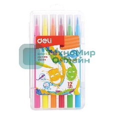 Фломастеры Deli EC10304 Color Emotion кисть, смываемые, 12 цветов, пластиковый пенал (12шт)