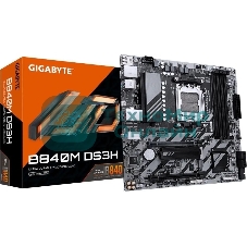 Материнская плата Gigabyte B840M DS3H, AM5, AMD B840, 4xDDR5, 4xSATA, 2xM.2, 1xPCIe 4.0 x16, 1xPCIe 3.0 x4, 2xDP, 1xHDMI, 1x2.5Gb LAN, 3xUSB-A 5Gbps, 8xUSB-A 2.0, 1xUSB-C 5Gbps, 3x3.5 мм, 7.1, mATX