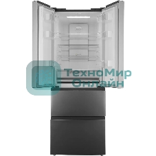Холодильник Hyundai CM40043F нержавеющая сталь трехкамерный 224/113 л морозилка снизу, No Frost, Side by Side