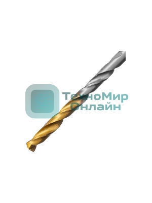 Сверло спиральное по металлу Denzel 3,2 x 65мм, Р6М5, Golden Tip, 2 шт.