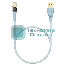 Дата-кабель Maxvi MC-31L USB-Lightning 2.4А, прозрачный корпус, LED подсветка, 1.2м, sky blue