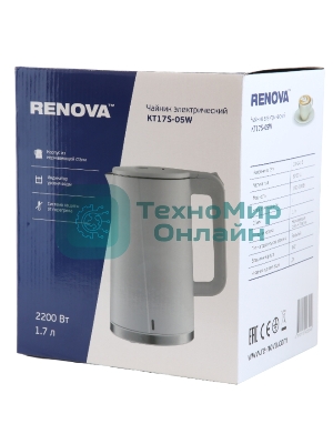 Чайник электрический Renova KT17S-05W нержавеющая сталь
