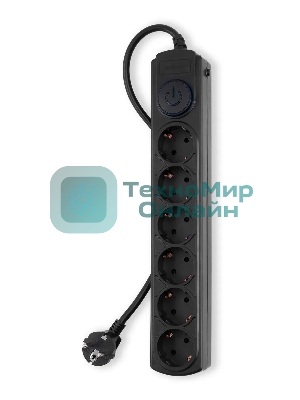 Сетевой фильтр Ippon BK-6-EU-3-16-B 3 м, 6 розеток, черный, коробка